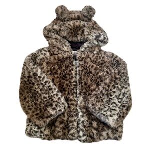Liv & Lottie Leopard Print Faux Fur Coat